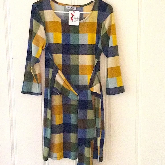 Perfectly Priscilla Dresses | New W Tags Perfectly Priscilla Color Block Dress | Color: Blue/Gold/Green | Size: 12/14 | Katsklolset's Closet